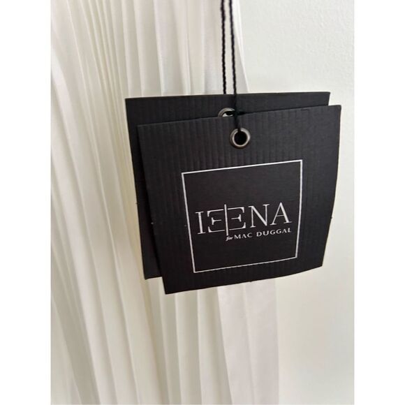 Ieena For Mac Duggal Cap Sleeve Belted A-Line Midi Dress White Women's Size 6 - Picture 11 of 12